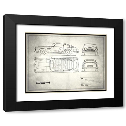 Aston DB4 White Black Modern Wood Framed Art Print with Double Matting by Rogan, Mark