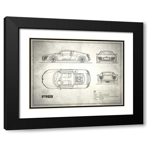 Audi R8 V10 White Black Modern Wood Framed Art Print with Double Matting by Rogan, Mark