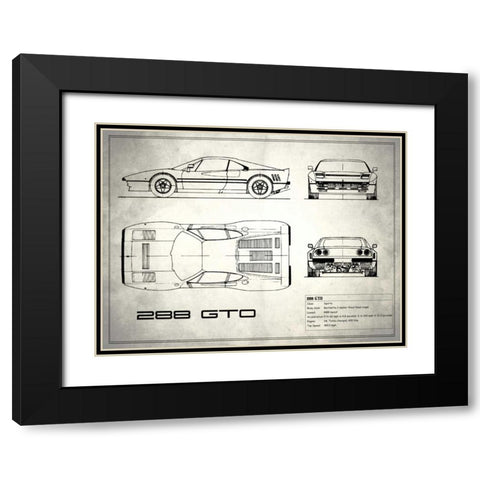 Ferrari 288-GTO White Black Modern Wood Framed Art Print with Double Matting by Rogan, Mark