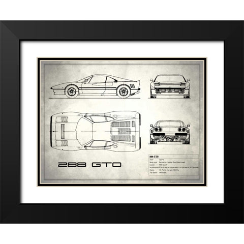 Ferrari 288-GTO White Black Modern Wood Framed Art Print with Double Matting by Rogan, Mark
