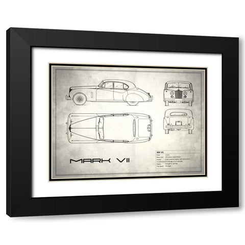 Jaguar Mk VII White Black Modern Wood Framed Art Print with Double Matting by Rogan, Mark