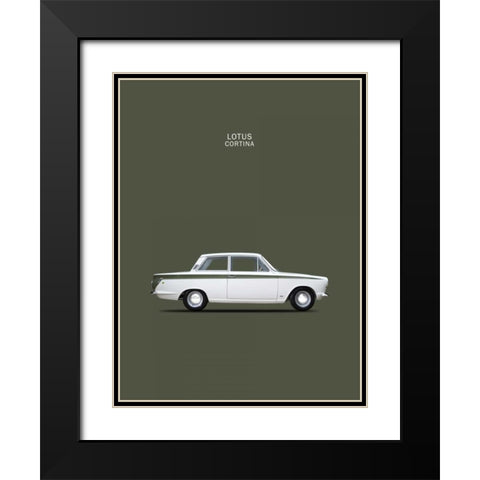 Ford Lotus Cortina Mk1 1966 Black Modern Wood Framed Art Print with Double Matting by Rogan, Mark