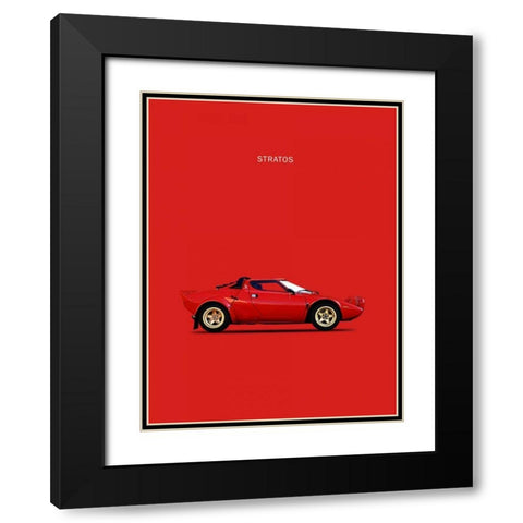 Lancia Stratos 1974 Black Modern Wood Framed Art Print with Double Matting by Rogan, Mark