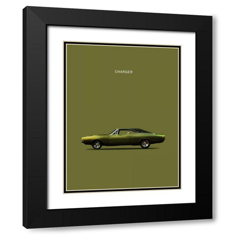 Dodge Charger Black Modern Wood Framed Art Print with Double Matting by Rogan, Mark