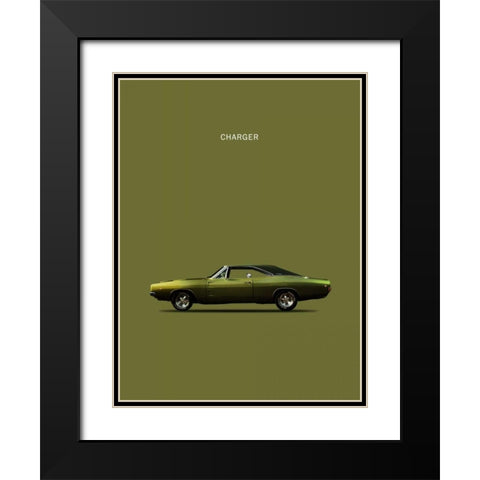 Dodge Charger Black Modern Wood Framed Art Print with Double Matting by Rogan, Mark