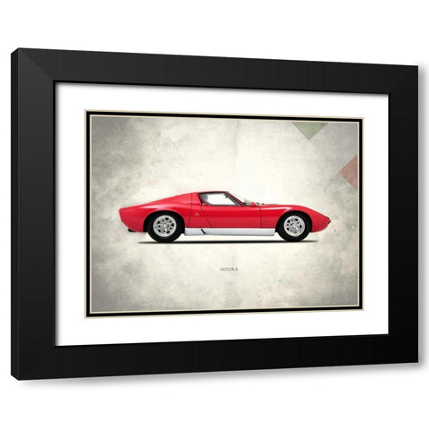 Lamborghini Miura P400 1967 Black Modern Wood Framed Art Print with Double Matting by Rogan, Mark