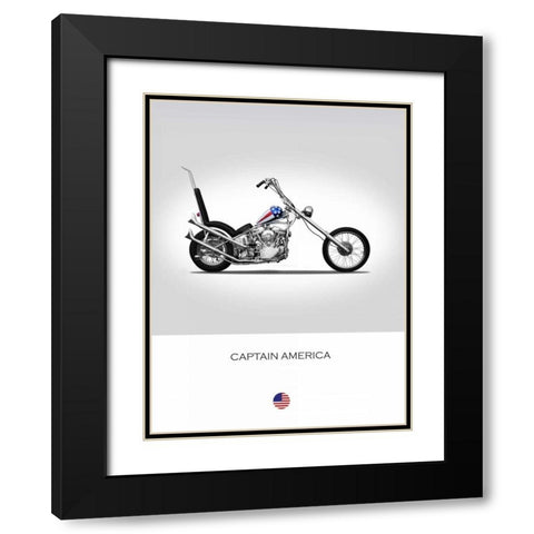 Harley Davidson Captain Americ Black Modern Wood Framed Art Print with Double Matting by Rogan, Mark