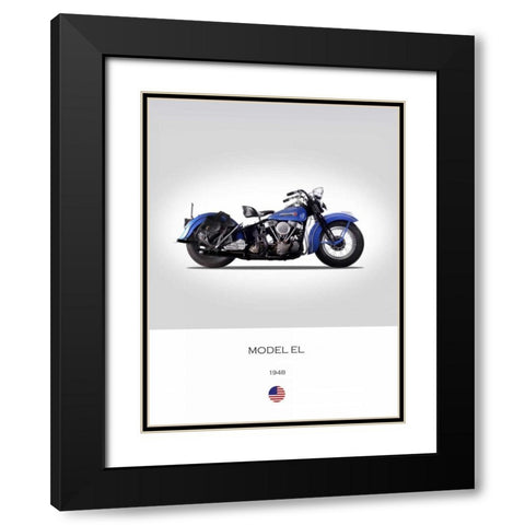 Harley Davidson Model EL 1948 Black Modern Wood Framed Art Print with Double Matting by Rogan, Mark