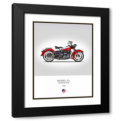 Harley Davidson Model FL Duo G Black Modern Wood Framed Art Print with Double Matting by Rogan, Mark