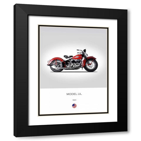 Harley Davidson Model UL 1941 Black Modern Wood Framed Art Print with Double Matting by Rogan, Mark