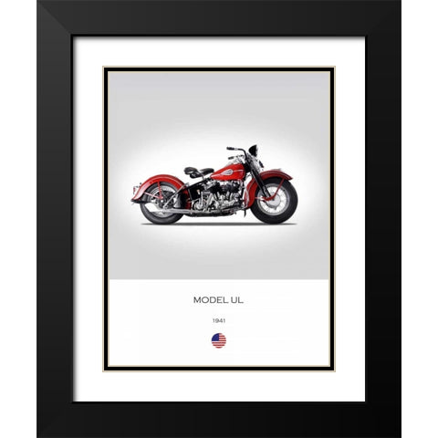 Harley Davidson Model UL 1941 Black Modern Wood Framed Art Print with Double Matting by Rogan, Mark