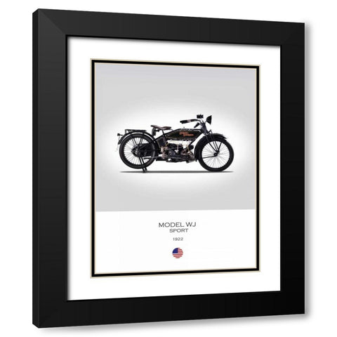 Harley Davidson Model WJ Sport Black Modern Wood Framed Art Print with Double Matting by Rogan, Mark