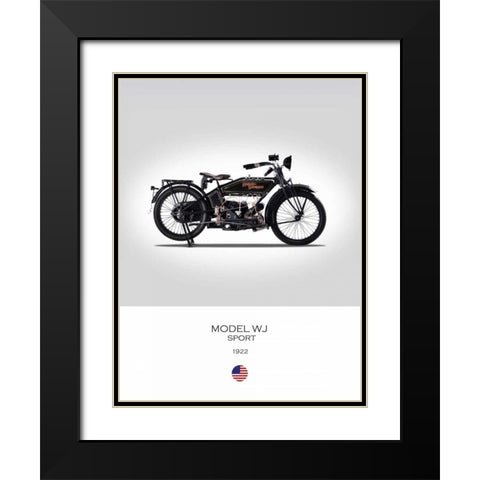 Harley Davidson Model WJ Sport Black Modern Wood Framed Art Print with Double Matting by Rogan, Mark