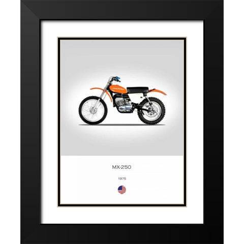 Harley Davidson MX 250 1975 Black Modern Wood Framed Art Print with Double Matting by Rogan, Mark