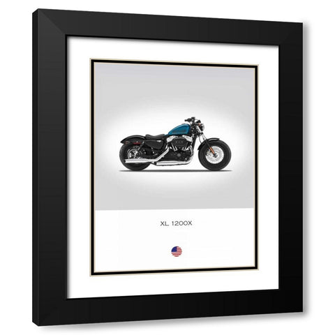 Harley Davidson XL 1200X Forty Black Modern Wood Framed Art Print with Double Matting by Rogan, Mark