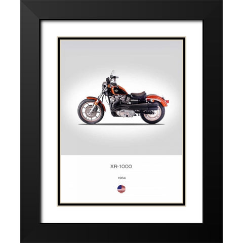 Harley Davidson XR 1000 1984 Black Modern Wood Framed Art Print with Double Matting by Rogan, Mark