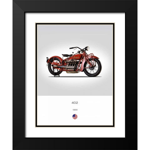Indian 402 1930 Black Modern Wood Framed Art Print with Double Matting by Rogan, Mark
