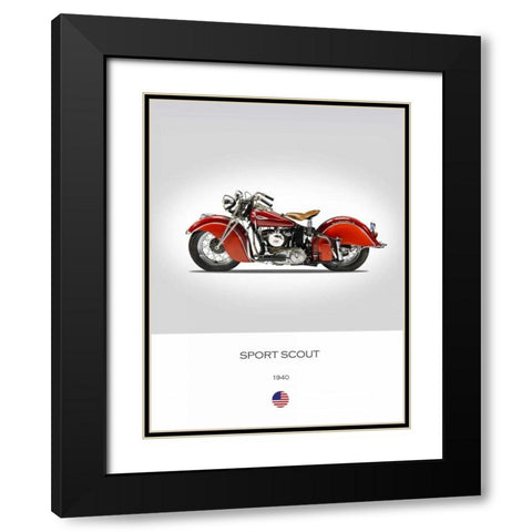 Indian Sport Scout 1940 Black Modern Wood Framed Art Print with Double Matting by Rogan, Mark