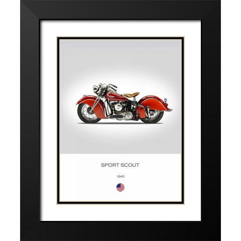 Indian Sport Scout 1940 Black Modern Wood Framed Art Print with Double Matting by Rogan, Mark