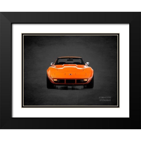 Chevrolet Corvette Stingray 1974 Black Modern Wood Framed Art Print with Double Matting by Rogan, Mark