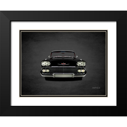 Chevrolet Impala 1958 Black Modern Wood Framed Art Print with Double Matting by Rogan, Mark