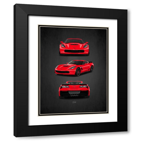 Chevrolet-Corvette-Z06 Black Modern Wood Framed Art Print with Double Matting by Rogan, Mark