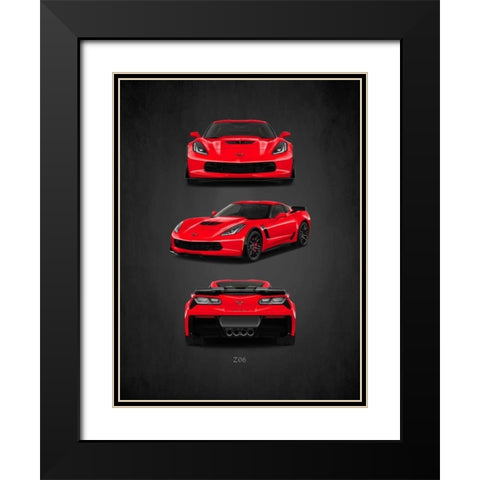 Chevrolet-Corvette-Z06 Black Modern Wood Framed Art Print with Double Matting by Rogan, Mark