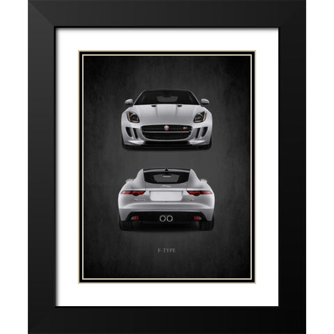 Jaguar F-Type Front-Back Black Modern Wood Framed Art Print with Double Matting by Rogan, Mark