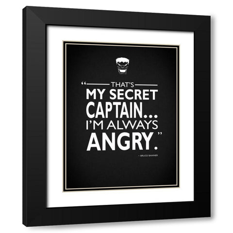 Hulk Alwas Angry Black Modern Wood Framed Art Print with Double Matting by Rogan, Mark