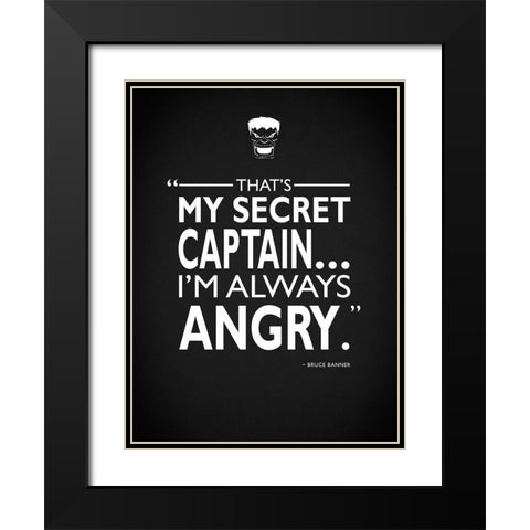 Hulk Alwas Angry Black Modern Wood Framed Art Print with Double Matting by Rogan, Mark