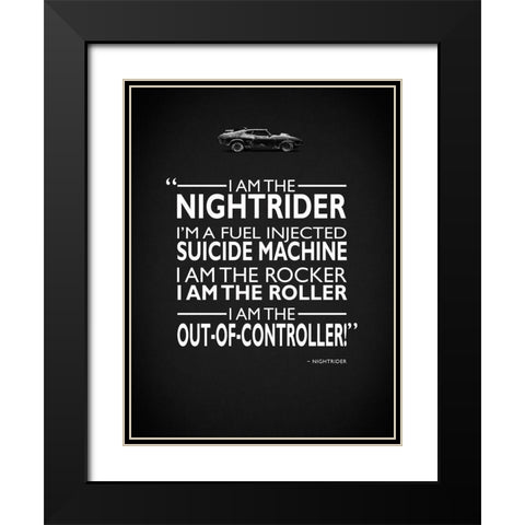 Mad Max I Am The Nightrider Black Modern Wood Framed Art Print with Double Matting by Rogan, Mark