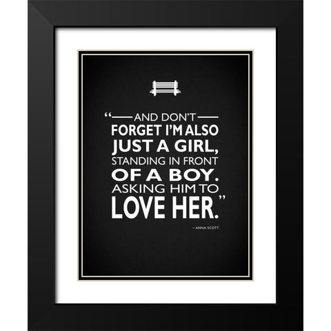 Notting Hill - Just A Girl Black Modern Wood Framed Art Print with Double Matting by Rogan, Mark