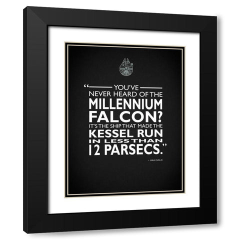 Star Wars - Millenium Falcon Black Modern Wood Framed Art Print with Double Matting by Rogan, Mark