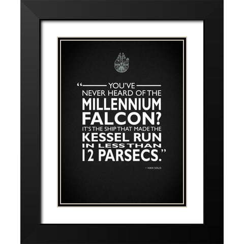 Star Wars - Millenium Falcon Black Modern Wood Framed Art Print with Double Matting by Rogan, Mark