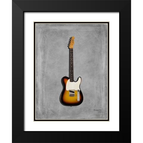 Fender Equire 59 Black Modern Wood Framed Art Print with Double Matting by Rogan, Mark