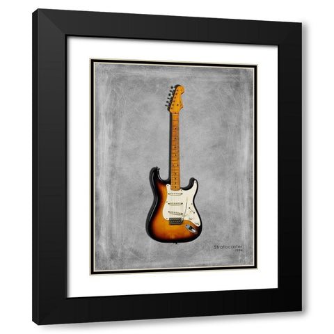 Fender Stratocaster 54 Black Modern Wood Framed Art Print with Double Matting by Rogan, Mark