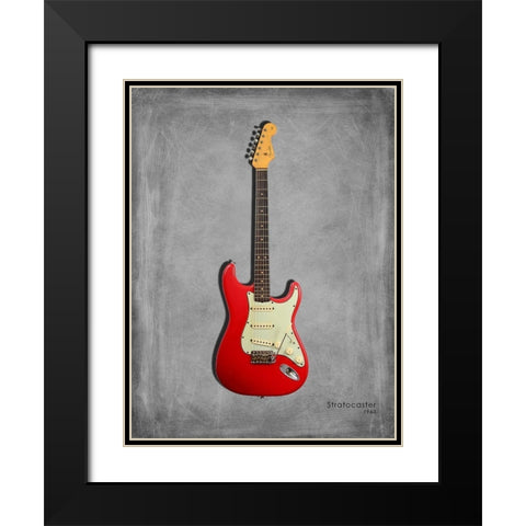 Fender Stratocaster 63 Black Modern Wood Framed Art Print with Double Matting by Rogan, Mark