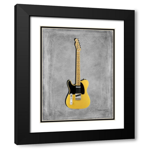 Fender Telecaster 52 Black Modern Wood Framed Art Print with Double Matting by Rogan, Mark