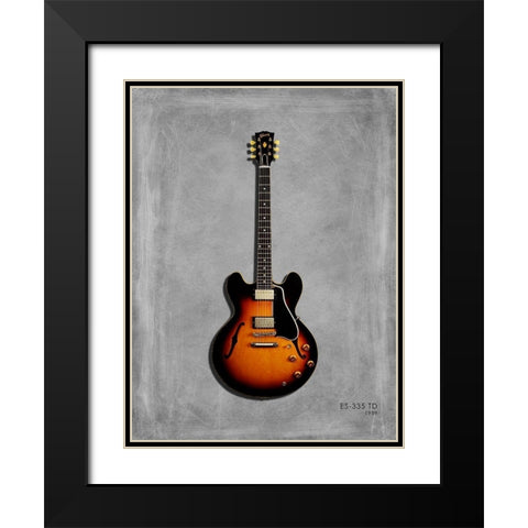 Gibson ES335 59 Black Modern Wood Framed Art Print with Double Matting by Rogan, Mark