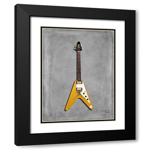 Gibson FlyingV 58 Black Modern Wood Framed Art Print with Double Matting by Rogan, Mark