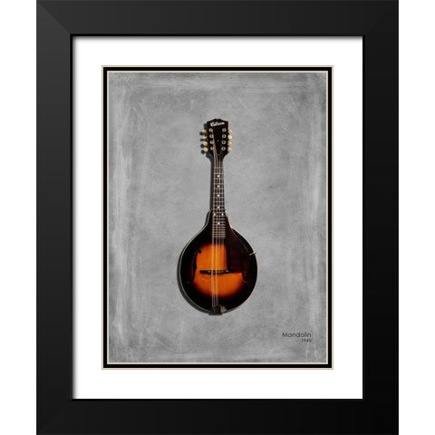 Gibson Mandolin 1943 Black Modern Wood Framed Art Print with Double Matting by Rogan, Mark