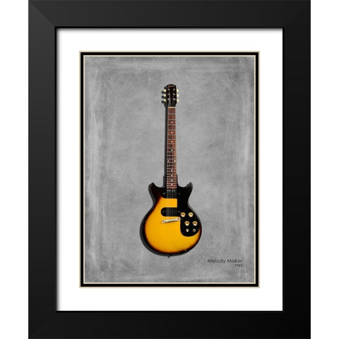 Gibson Melody Maker 62 Black Modern Wood Framed Art Print with Double Matting by Rogan, Mark
