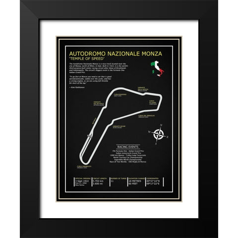 Autodromo Nazionale Monza BL Black Modern Wood Framed Art Print with Double Matting by Rogan, Mark