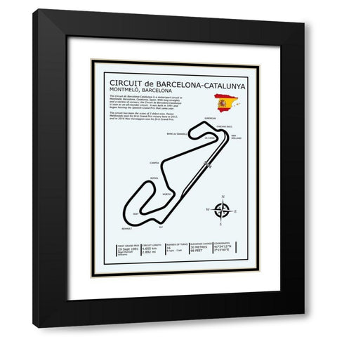 Barcelona-Catalunya Circuit Black Modern Wood Framed Art Print with Double Matting by Rogan, Mark