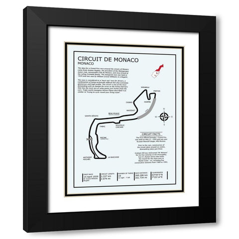 Monaco Circuit Black Modern Wood Framed Art Print with Double Matting by Rogan, Mark