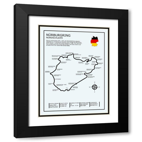 Nurburgring Nordschleife Black Modern Wood Framed Art Print with Double Matting by Rogan, Mark