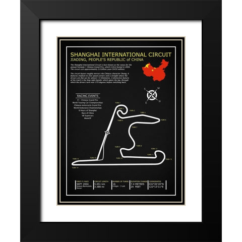 Sepang Intl. Circuit BL Black Modern Wood Framed Art Print with Double Matting by Rogan, Mark