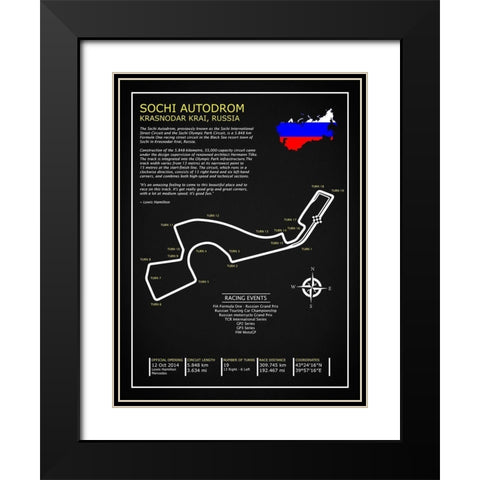 Sochi Autodrom Russia BL Black Modern Wood Framed Art Print with Double Matting by Rogan, Mark