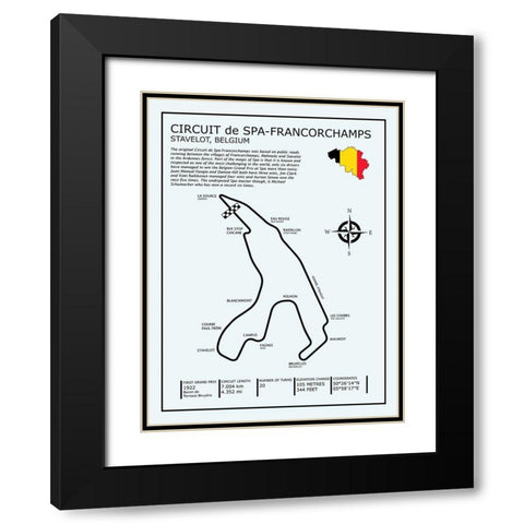 Spa-francorchamps Circuit Black Modern Wood Framed Art Print with Double Matting by Rogan, Mark
