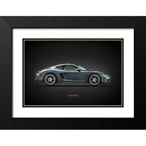 Porsche Cayman 718 Black Modern Wood Framed Art Print with Double Matting by Rogan, Mark